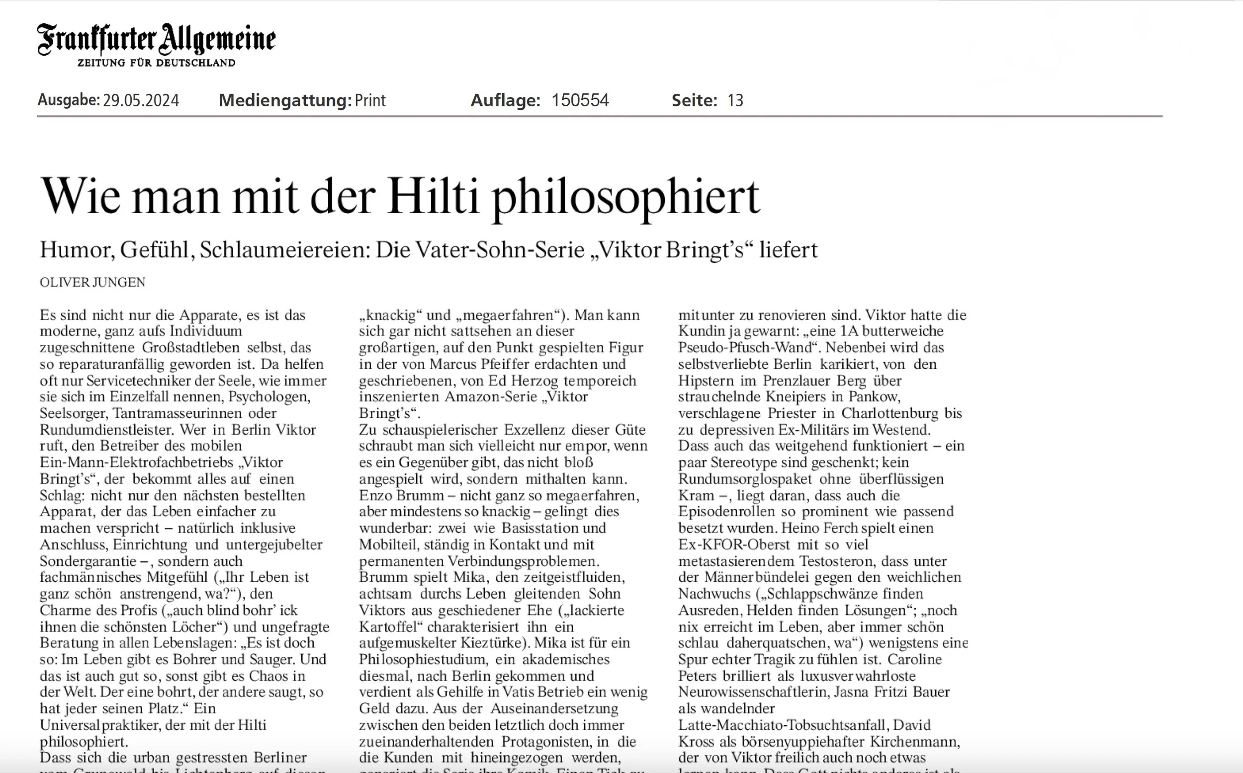 Frankfurter Allgemeine über Viktor bringt's