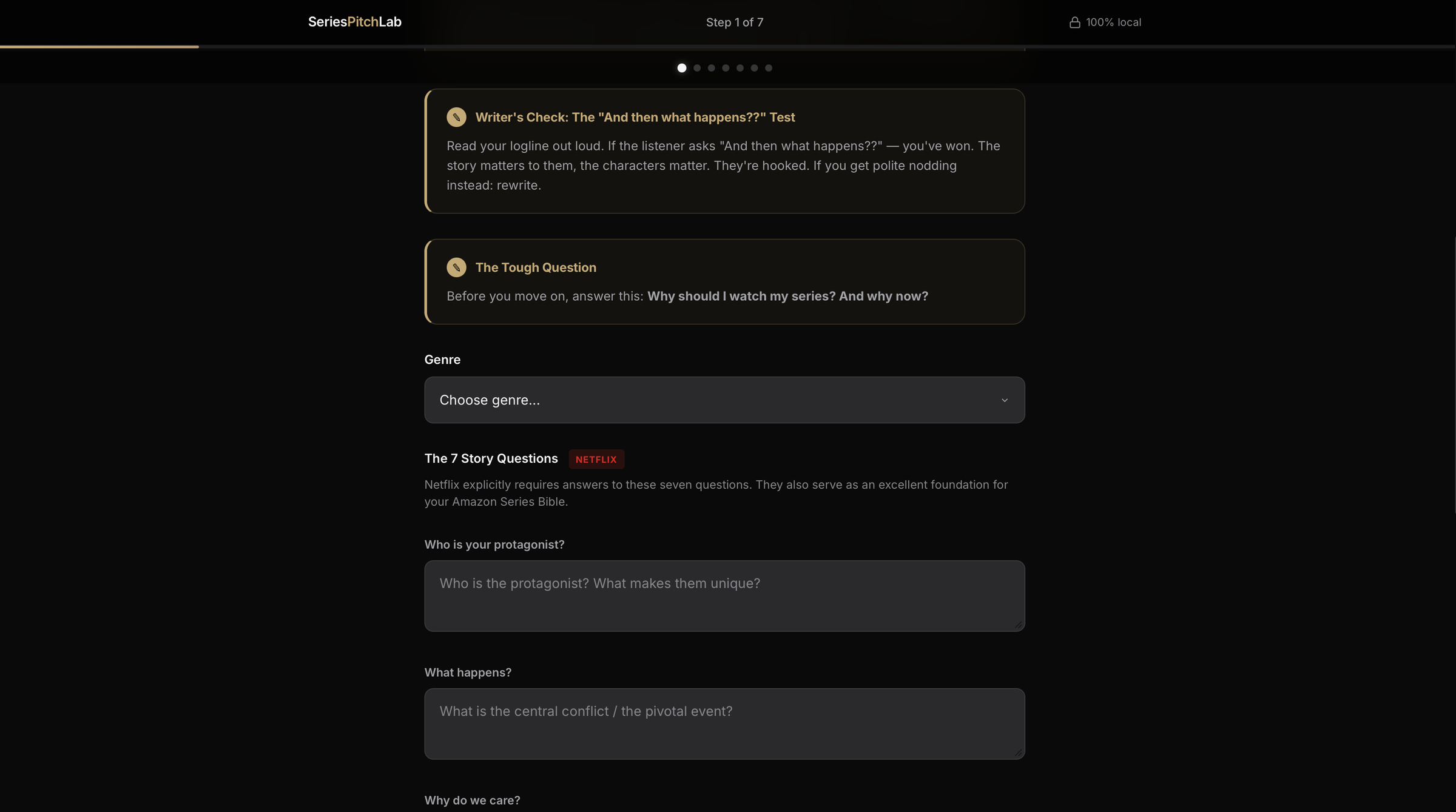 SeriesPitchLab — Step 1: Story Questions