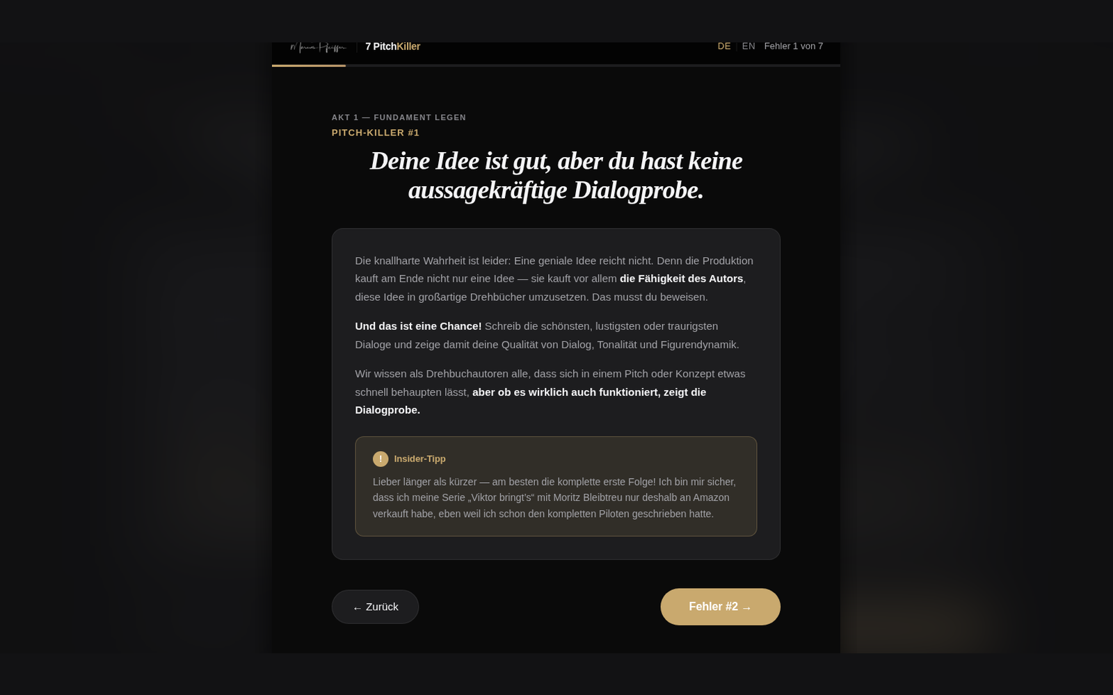 Die 7 Killer f&uuml;r deinen Serien-Pitch